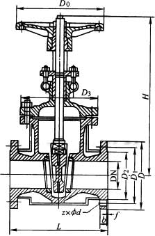 BZ41H、BZ41W、BZ41Y型保溫夾套式楔式閘閥PN16~PN40外形結構尺寸圖