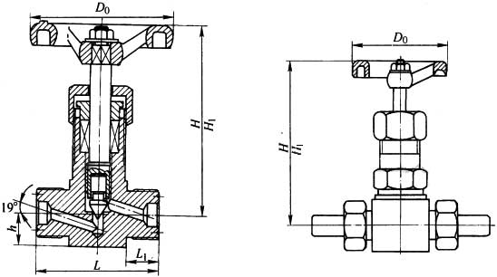 J21H-160/P/R型手動外螺紋截止閥外形結構尺寸圖