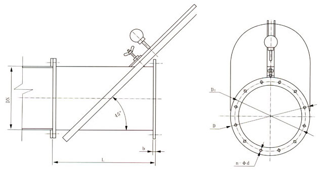 RGT309密閉式斜插板閥外形結構尺寸圖