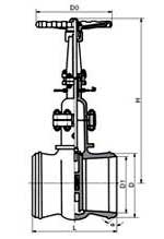 DS/Z64H水封閘閥PN16~PN100外形結構尺寸圖