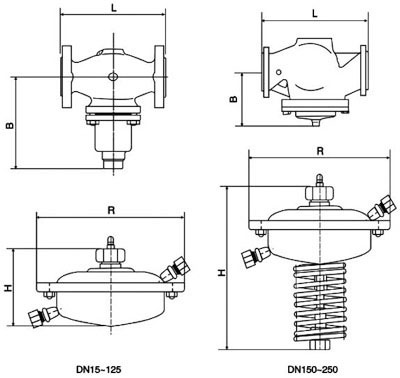 V130-D05自力式流量調節閥外形結構尺寸圖