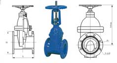 Z45X-10、Z45X-16型彈性座封手動閘閥外形結構尺寸圖