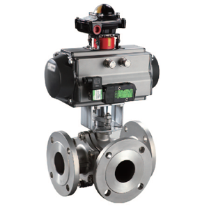 Q644F、Q645F-16C型氣動三通法蘭鑄鋼球閥