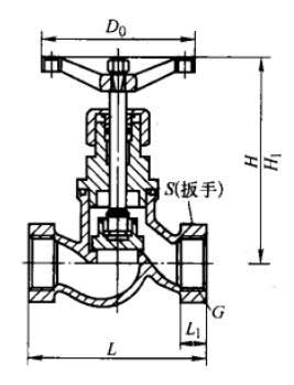 J11H、J11W型PN16鋼制內(nèi)螺紋截止閥主要外形及結(jié)構(gòu)尺寸圖