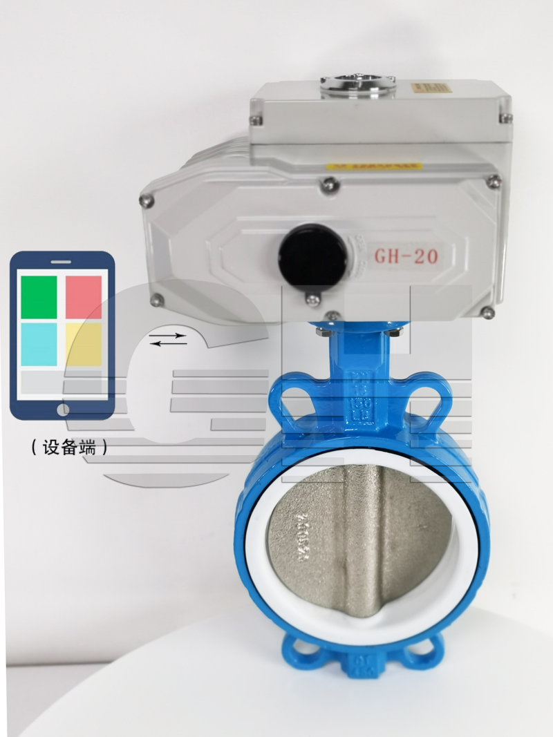 GHWXD971F-10Q-4G型無線電動開關對夾式蝶閥正面圖