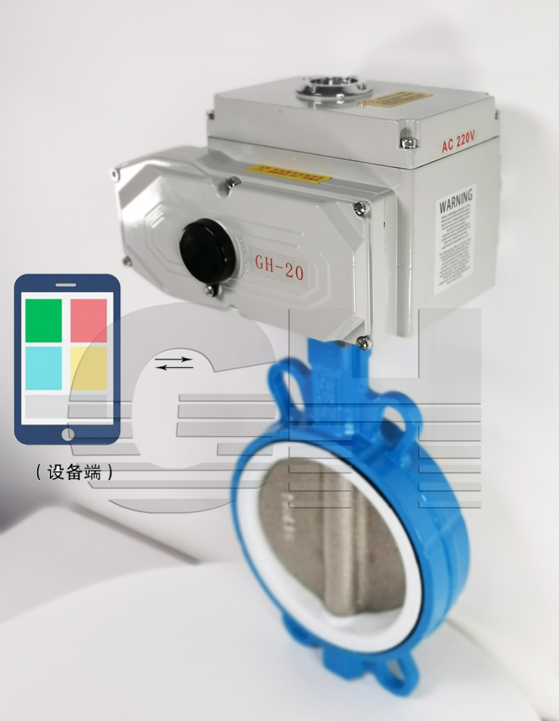 GHWXD971F-10Q-4G型無線電動開關對夾式蝶閥反面圖